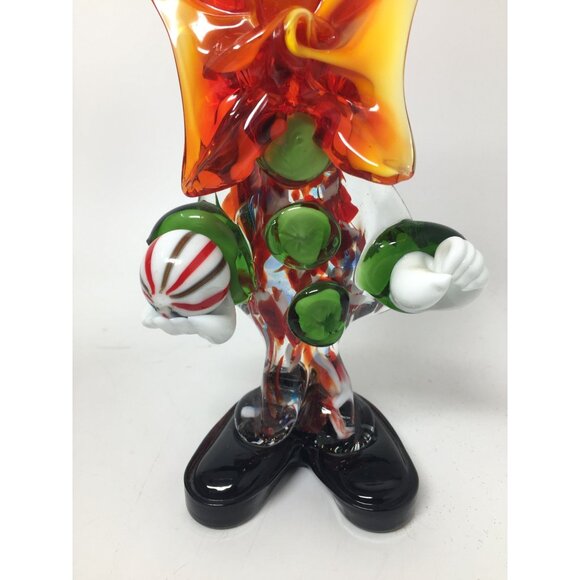 MURANO Colorful Hand Blown Art Glass Clown- about 10'' Tall - Vintage (1960s)
